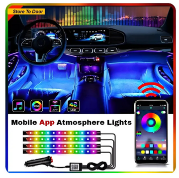 RGB Atmosphere Light for Cars & Bikes | 48 LED Bluetooth Interior Ambient Lighting Kit Type :