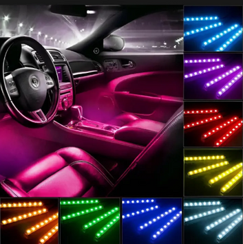 RGB Atmosphere Light for Cars & Bikes | 48 LED Bluetooth Interior Ambient Lighting Kit Type :