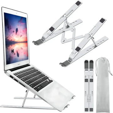 Metal Laptop Stand | Portable Aluminum Folding Adjustable Laptop Stand - Compatible With All Sizes of Laptop