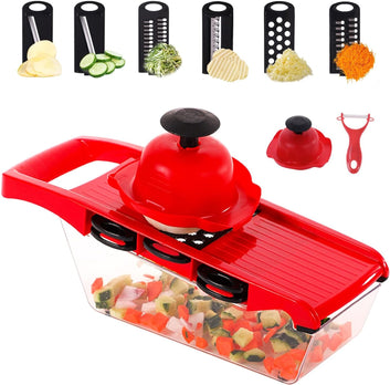 Slicer with 6 Blades - Hand Guard, Food Chopper Cutter Slicer with Container